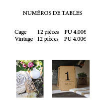 numéros de tables